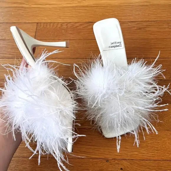 Jeffrey Campbell White Feather Heels 8 - Picture 4 of 8